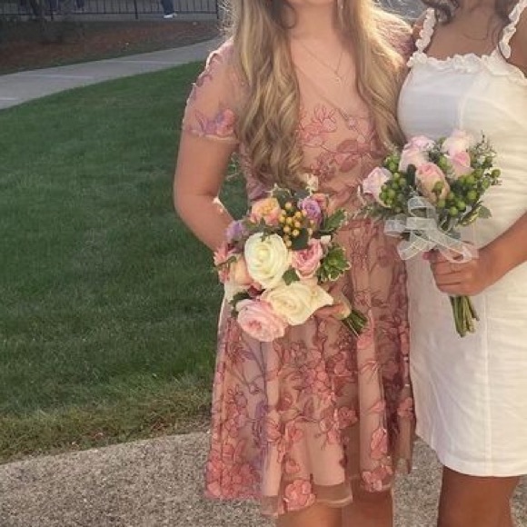 Lady Black Tie The Sasika Dress: Floral Embroidered Homecoming Dress - Picture 8 of 8